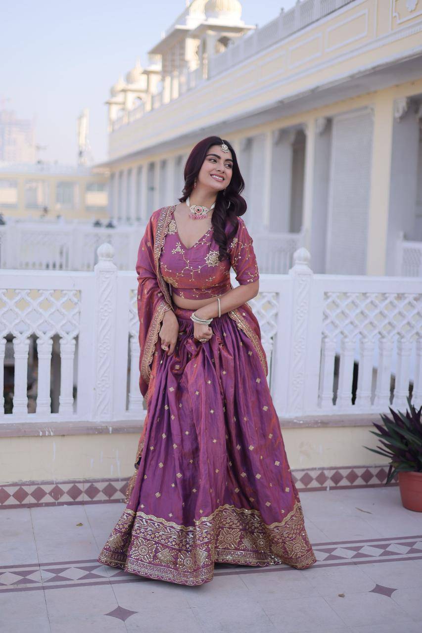 KA 5066 Silk Purple Fancy lehenga choli supplier in Surat